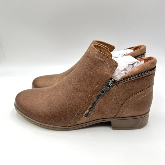 7.5W 7.5 WIDE‎ WIDTH Cobb Hill Womens Crosbie Brown Leather Ankle Boots Booties - Picture 5 of 14